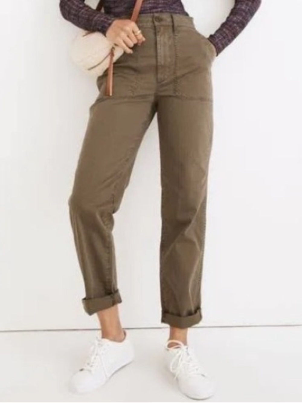 Madewell Perfect Vintage Straight Workwear Utility Pants in Olive Brown